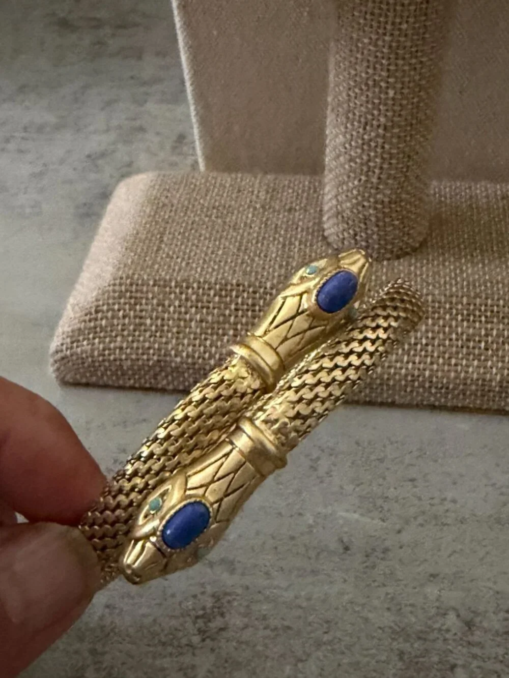 Stella & Dot Cobra Snake Gold Tone Mesh Coil Egyptian Revival Flexible Bangle OS - Picture 4 of 6